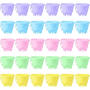 Lenwen 30 Pcs Beach Sand Buckets for Kids 5.5 Inch Easter Buckets Bulk Plasti... - Picture 1 of 7