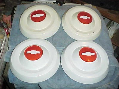 Chevy Apache 1955-56 Truck 3/4 ton 11" Dog Dish Bowl Hubcap (4) Driver Slum Caps - Image 1 of 4