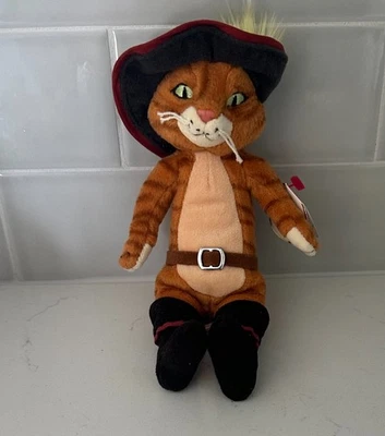 TY Beanie Baby 2007 Gato con Botas Shrek el Tercer Gato Peluche 8” Muñeca Juguete con Etiqueta Foto 1 de 3