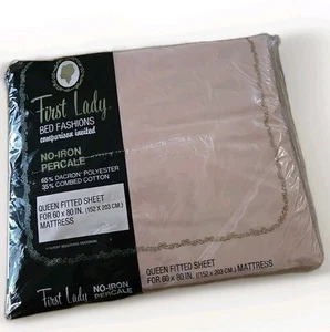 Sábana Ajustable Primera Dama Talla Queen Rosa Nueva Vintage - Imagen 1 de 7