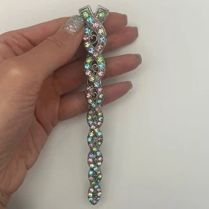 Clip per barretta filigrana strass vintage - accessorio per capelli cristallo multicolore - Foto 1 di 5