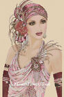 Art Deco Lady 173a Cross stitch chart  pink FlowerPower37-UK