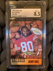 1993 Stadium Club Jerry Rice Record Breaker CSG 8.5 RARE NFL HoF Legend SF 49ers - Picture 1 of 24