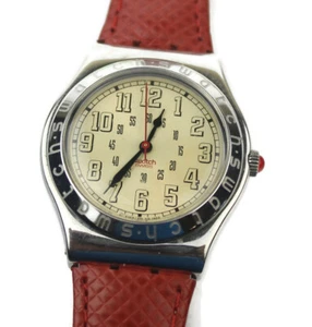 Reloj Swatch Damas 33MM Original Banda Marrón Rojizo Cara Blanca Fresh Batt. - Imagen 1 de 12