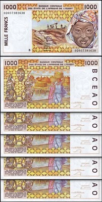 West African States, BENIN 1000 Francs 2002, UNC, 5 Pcs LOT, Consecutive,P-211Bm - Image 1 of 4