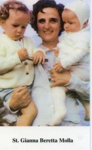 St. Gianna - Relic Laminated Holy Card - Blessed by Pope Francis - Picture 1 of 5