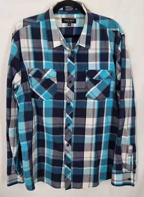 88 platinum long sleeve button up 2 Pckt W/ snaps XL cotton Poly Whi Nav Tur Nn4 - Image 1 of 3