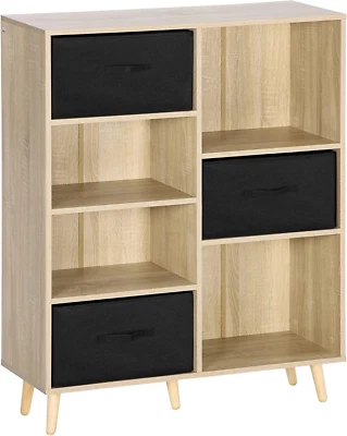 Libreria con 7 Vani e Cassetti in Tessuto Rimovibili 90x30x102cm Mobile in Legno - Immagine 1 di 4