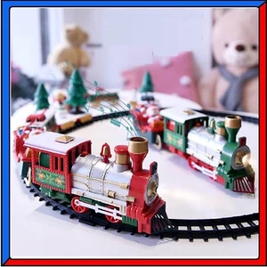 Locomotiva Trenino Natalizio di Natale Sotto Albero Natale con Slitta Babbo - Foto 1 di 2