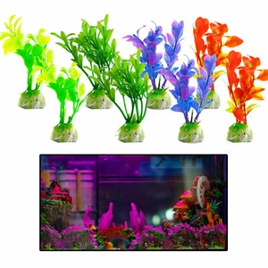 24 Pc Fish Tank Decorations Artificial Aquarium Grass Plant Lush Terrariums Sea - Picture 1 of 1