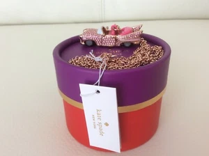 KATE SPADE YOURS TRULY PINK CADILLAC CAR Rhinestone Large Pendant NECKLACE - Picture 1 of 12
