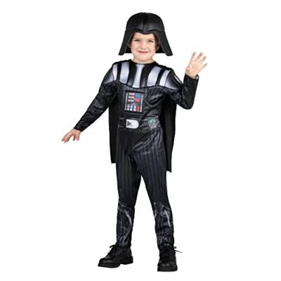 Darth Vader Toddler Costume 3T 4T Star Wars Printed Jumpsuit Headpiece Cape - Image 1 of 4