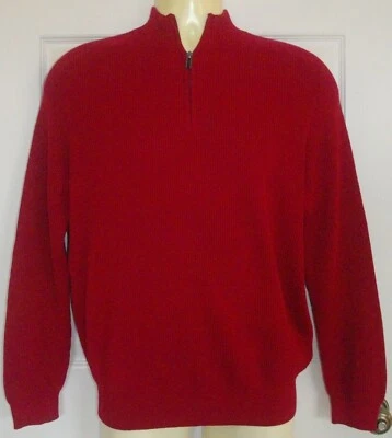 NWT JoS A Bank Traveler 1/4 Zip Cotton/Polyester L/S Ribbed Red Sweater Sz S - Image 1 of 4