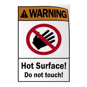 Vertikale Vinyl Aufkleber Warnung heiße Oberfläche! Nicht anfassen. Gefahrensicherung - Bild 1 von 6