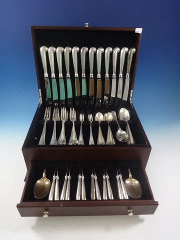 Queen Anne Williamsburg by Stieff Sterling Silver Dinner 12 Flatware Set 86 Pcs Cover