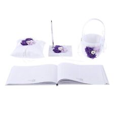 Toyvian 4pcs /Set Ring Bearer Pillow with Pearl Bowknot Flower Girl Basket We...
