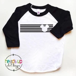 Camicia Raglan Testa di Topolino Ragazzo o Ragazza Bambino Bambini Adulto Disneyland - Foto 1 di 1