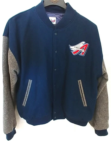 VINTAGE LARGE CALIFORNIA ANAHEIM ANGLES GRAY/BLUE WOOL BLEND MLB BASEBALL JACKET Cover