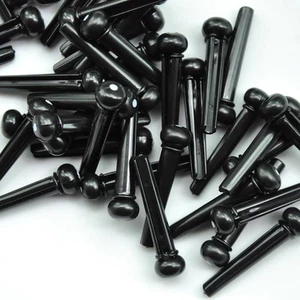 Lots of 50 pcs ABS Plastic Acoustic Guitar Bridge Pins Black w/ White Dot - Picture 1 of 4