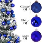 24pcs 3cm Christmas Balls Ornaments For Christmas Tree Shatterproof Plastic-blue