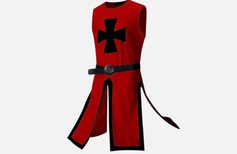 VENTA Caballero Medieval Abrigo Tabardo Rojo Hospitalario Disfraz Histórico Túnica Foto 1 de 1