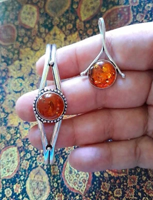 LUCE DI AMBRA COLLANA BRACCIALE ORECCHINI, AMBRA BALTICA NATURALE  E ARGENTO 925 - Immagine 1 di 4