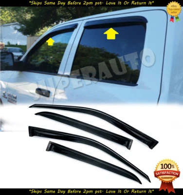 FOR 2010-2018 Dodge RAM 2500+3500 Crew+Mega Cab Smoked Window Vent Visors Guards - Imagem 1 de 4