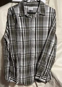 Threads and Heirs White/Gray Tartan Plaid Long Sleeve Button-Up Shirt XL - Picture 1 of 12