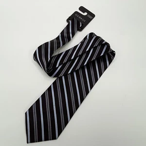 Vintage George gewebte Seide Herren Krawatte schwarz blau silber neu ohne Etikett - Bild 1 von 11