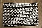Michael Kors Black And White Mk Logo Knit Scarf