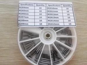 M2 Cuscinetto Acciaio Pin Tassello Kit Assortimento Semplice 120 pz - Foto 1 di 4