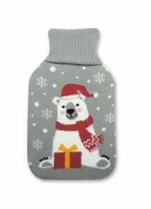 Wärmflasche mit Motiv Eisbär 2 Liter  mit Fleecebezug - Bild 1 von 1