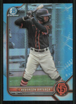 2022 Bowman Chrome Draft Sky Blue Refractors #BDC198 Aeverson Arteaga - Image 1 of 2