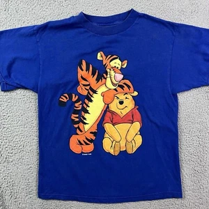 Vintage Winnie The Pooh & Tigger Blue T Shirt Disney Youth L/XL - Picture 1 of 8