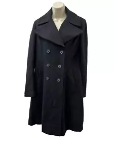 DKNY Peacoat jacket black wool Blend size 8 Single Breasted - Picture 1 of 8