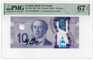 2013 Canada Bank BC-70b 10 Dollars SIGNED Autographed by POLOZ Banknote UNC - Picture 1 of 3