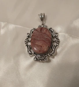 Pendant Brown Crazy Lace Agate 925 Silver Plated Pendant 2.5" GORGEOUS - Picture 1 of 4