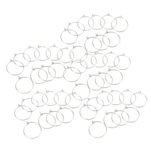 50PCS 20mm Bulk Hoop Earrings Stainless Steel DIY Anti Allergy Wine Glass Rings - Picture 1 of 22
