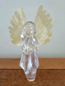 Vtg Praying Angel Figure or Christmas Tree Topper Clear Lucite 6" 60s-70s Modern - Picture 1 of 3