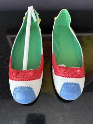 Zapatos planos de ballet de cuero Balenciaga blancos multicolor talla 40 Foto 1 de 4