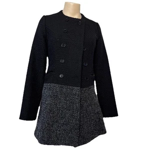 Tulle Anthropologie Jacket Black Wool Blend Double Breasted Sz Small Minimalist - Picture 1 of 8