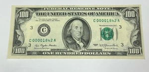 Series 1977 - $100 Dollar Bill - Low Serial Number RARE #7636 - Picture 1 of 6