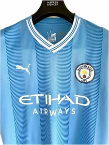 New MCFC PUMA 2023 2024 Home Football Shirt M Manchester CITY FC Blue DryCell - Picture 1 of 17