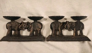 Candelabro vintage elefante de 2 pilares bronce pesado latón metal  - Imagen 1 de 7