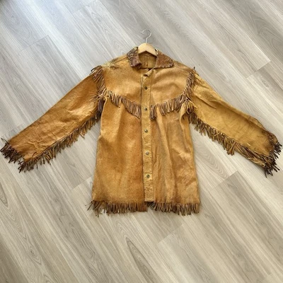 Chaqueta Western Vintage Años 60 Buckskin Flecos Cuero ¡¡Defectos Como Está!! "Pecho 42""" Foto 1 de 4