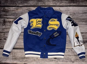 Exotic Splurge Bomb Squad College Jacke Knopfleiste bestickt blau grau Medium - Bild 1 von 10