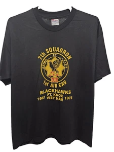 VTG 1995 Hanes Hvywht 50/50 MilitaryGraphic Single Stitch Black T-Shirt Size XL  - Picture 1 of 5