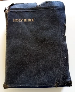 VTG Holy Bible 1939 King James COLLINS CLEAR TYPE Black Leather GREAT BRITAIN - Imagen 1 de 17