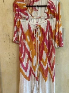 DAMEN 2-TEILIGER HIGH-LOW ROCK UND TOP 100 % LEBENDIGES ABSTRAKTES VISKOSEMUSTER GRÖSSE M - Bild 1 von 24