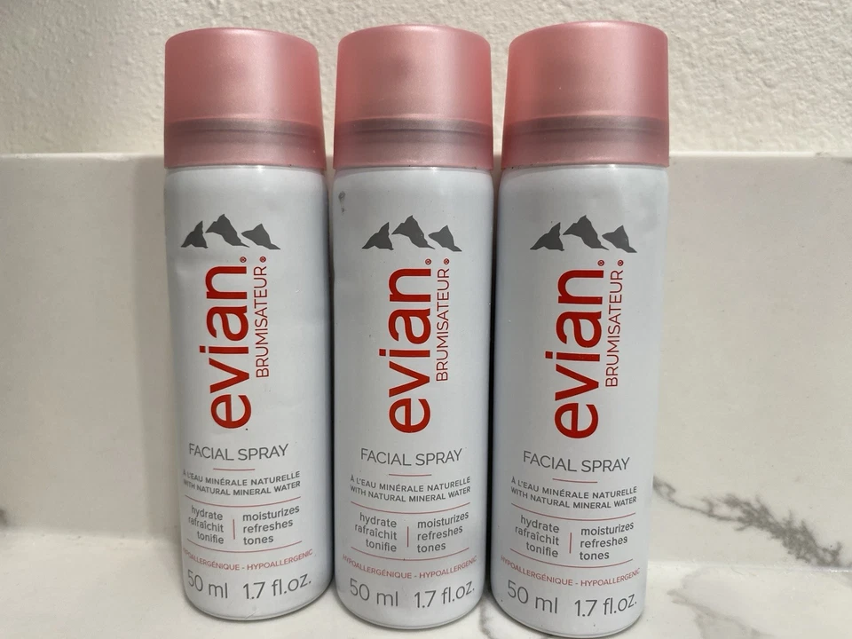 Evian Natural Mineral Water Facial Spray Moisturizes Refreshes Tones 50ml 3 PACK - Image 1 of 1